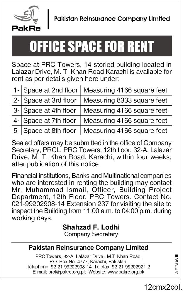 Office Space for rent- 27 Jan, 2012